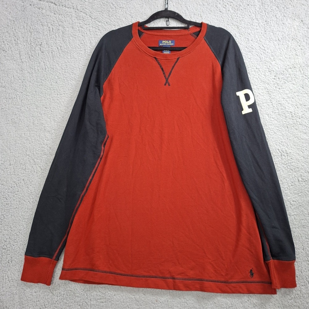 Polo Ralph Lauren Lightweight Sweatshirt Mens XL Black Red Raglan Pullover Pony
